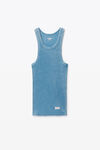 Alexander Wang washed blue men's racerback tank in ribbed cotton