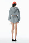Alexander Wang dark heather grey 解构式徽标围裹式连帽衫