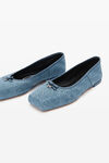 alexander wang billie flat in washed denim vintage light indigo