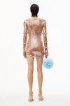 alexander wang scoop neck mini dress in sequin nylon flax