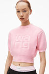 alexander wang short sleeve pullover in compact deboss prism pink