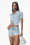 Alexander Wang ariel blue 徽标装饰粘胶纤维刺绣 polo 开衫