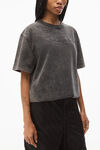 alexander wang embossed logo tee in compact jersey acid black
