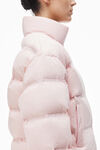 Alexander Wang light pink cropped puffer coat with reflective logo
