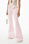 alexander wang flared pant in velour light pink