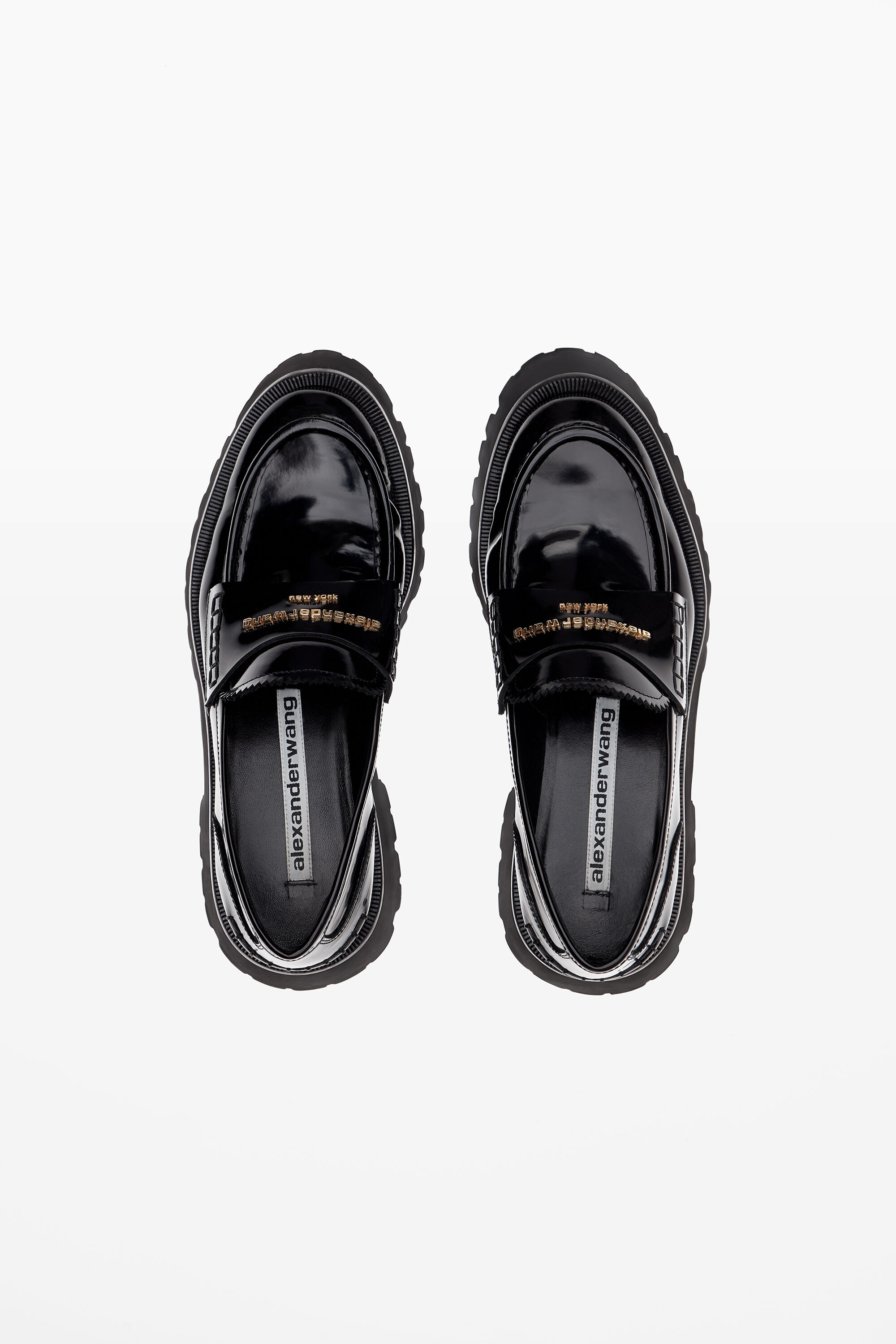 CARTER MID-HEEL LUG LOAFER IN LEATHER in BLACK | alexanderwang®