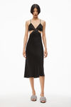 alexander wang lace cutout slip dress in silk charmeuse black