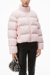 Alexander Wang light pink cropped puffer coat with reflective logo