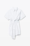 alexander wang twisted placket dress in compact cotton bright white