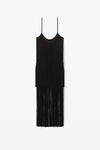 alexander wang fringe tank mini dress in compact nylon black