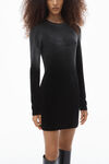 Alexander Wang washed nickel long-sleeve minidress in plush velour