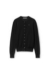 Alexander Wang black 超细美利奴羊毛徽标装饰压纹开衫
