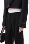 Alexander Wang black 徽标装饰弹力高腰褶裥长裤