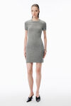Alexander Wang heather grey 灰色羊毛混纺烫钻连衣裙