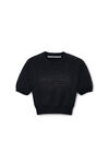 Alexander Wang washed black 黑色棉质混纺雪尼尔徽标套头衫