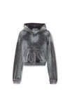 Shrunken Zip-Up Hoodie in Crushed Velour