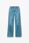 Alexander Wang vintage light indigo 徽标装饰压纹牛仔布泡泡慢跑长裤