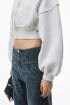 Alexander Wang light heather grey 棉质短款拉链连帽衫