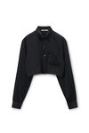 Alexander Wang black black silk charmeuse cropped shirt