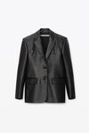 alexander wang boxy blazer in leather black
