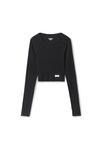Alexander Wang black 水晶烫钻短款长袖 t 恤