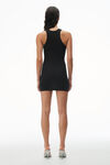 Alexander Wang black racer tank loungewear dress in ribbed cotton jersey