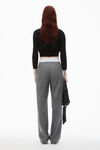 Alexander Wang light heather grey 徽标装饰弹力高腰褶裥长裤