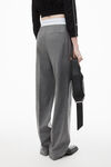 Alexander Wang light heather grey 徽标装饰弹力高腰褶裥长裤