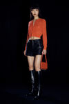 Alexander Wang fiery red 透明珠饰烫钻圆领开衫