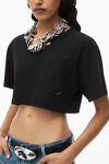 alexander wang crop tee in high twist jersey   black