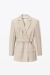 alexander wang belted blazer dress in wool tailoring feather