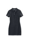 Alexander Wang charcoal 碳灰色羊毛混纺短袖 polo 连衣裙