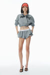 Alexander Wang dark heather grey 解构式徽标围裹式连帽衫