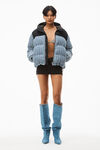 alexander wang 徽标提花牛仔布拼色夹棉夹克 deep blue