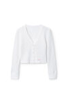 Alexander Wang white crystal hotfix long-sleeve cardigan in waffle knit