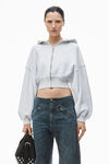 Alexander Wang light heather grey 棉质短款拉链连帽衫