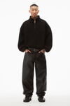 alexander wang half zip sweatshirt in towel terry black