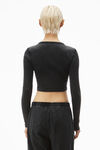 Alexander Wang washed black cropped long-sleeve tee in ribbed cotton