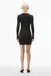 Alexander Wang washed black 罗纹棉长袖家居连衣裙