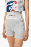 alexander wang logo elastic bike short in ribbed jersey grey