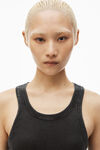 Alexander Wang washed black racer tank loungewear dress in ribbed cotton