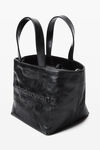 Alexander Wang black punch small tote bag in crackle patent leather