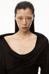 alexander wang 透明平纹针织不对称垂褶连衣裙 black