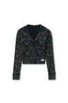 Alexander Wang washed black multi floral-print waffle knit cardigan