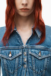 Alexander Wang classic medium indigo 牛仔紧身机车开衫