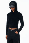 Alexander Wang black 摇粒绒针织徽标拉链连帽衫