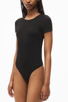 Alexander Wang black short-sleeve bodysuit in rib-knit jersey