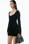 Alexander Wang black 褶饰长袖迷你连衣裙