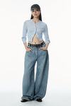 Alexander Wang ariel blue logo-embroidered cropped cardigan in viscose