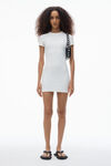 Alexander Wang white 徽标提花弹力短袖迷你连衣裙
